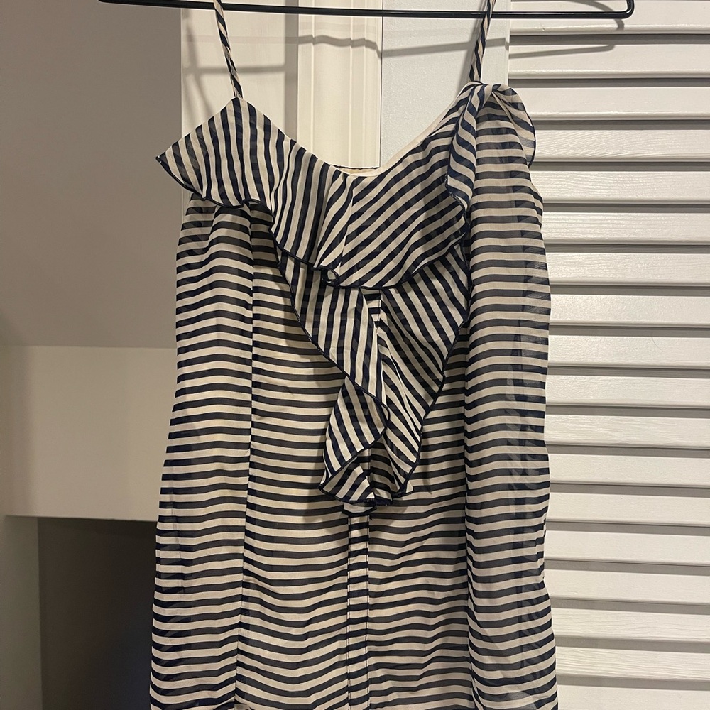 Xhilaration Navy & White Striped Scoop Neck Top